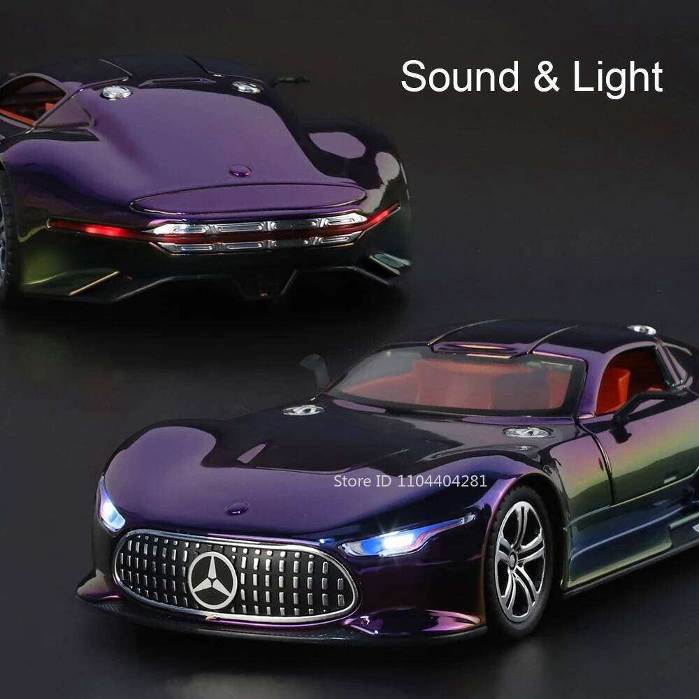 1:24 Vision GT 300SL Sports Car Model Diecast Alloy Toys Sound Light Pull Back Doors Opened Miniature Vehices Toddler Kids Gifts Z260306