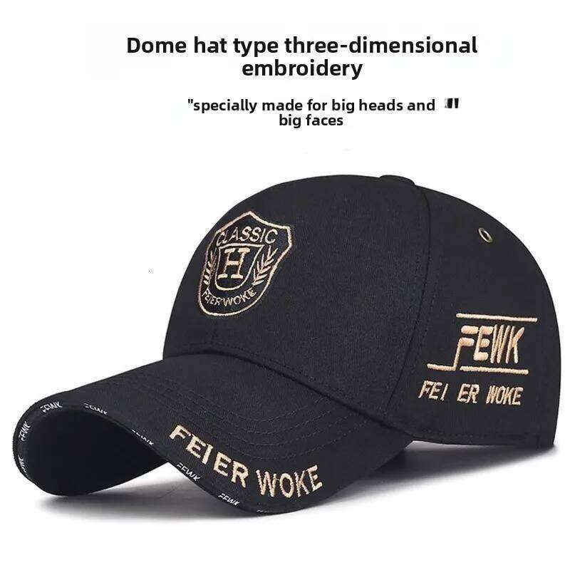 High quality hat big head circumference adjustable wide brim deepening baseball men's protection sun cap Y260304