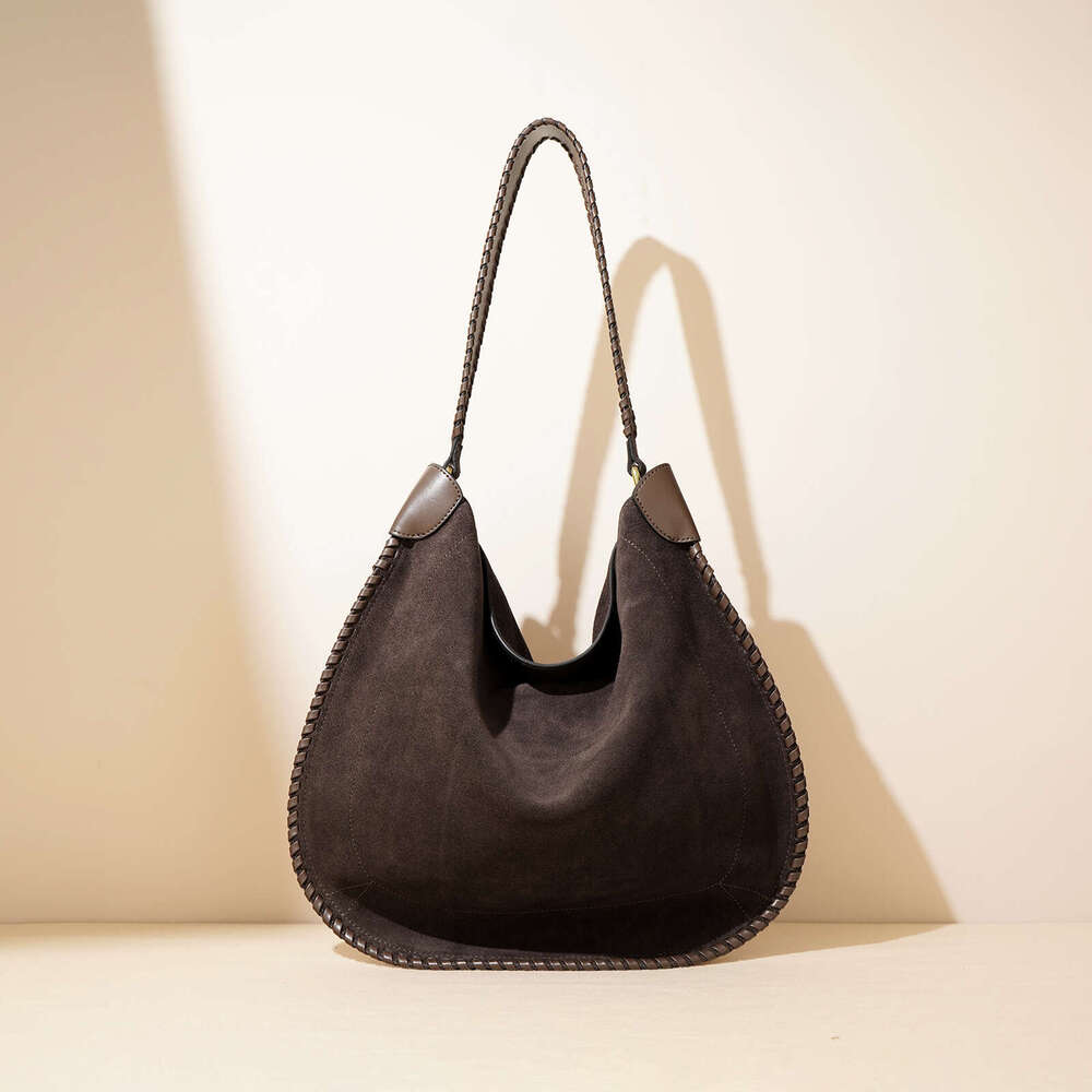 Luxury suede tote bag for autumn and winter, large capacity commuting, high-end feeling, cowhide single shoulder armpit women's bag SENYY