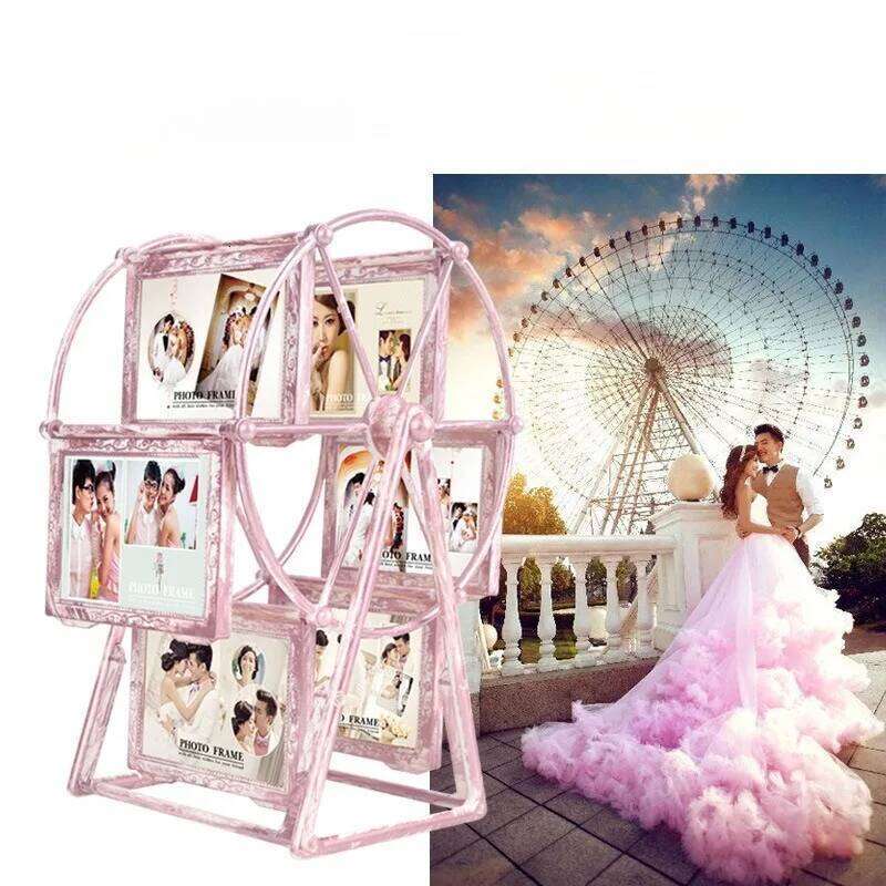 Rotatable Windmill Ferris Wheel Picture Frames,5"DIY Cute Multiple Carousel Photo Frames for Home Dcor Christmas Birthday Gifts H260306