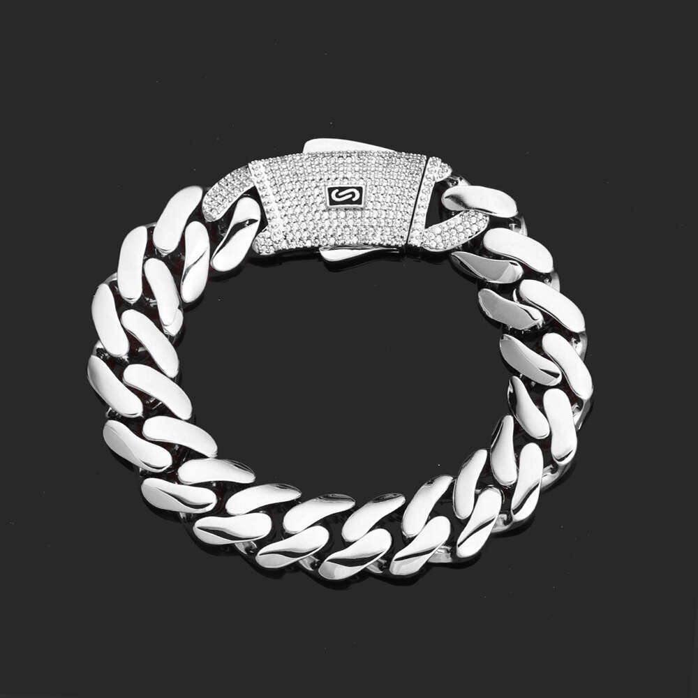 European and American Cross-Border Hip-Hop 14K Gold Smooth Cuban Chain High-Quality Men's Bracelet Trendy Versatile Jewelry Accessories