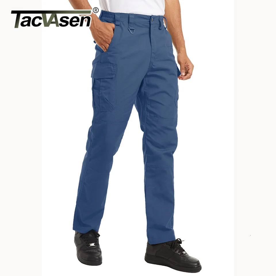 TACVASEN Cargo Work Pants With Multi-Pockets Mens Safari Hiking Pants Outdoor Ripstop Overall Training Pants Casual Trousers 260305