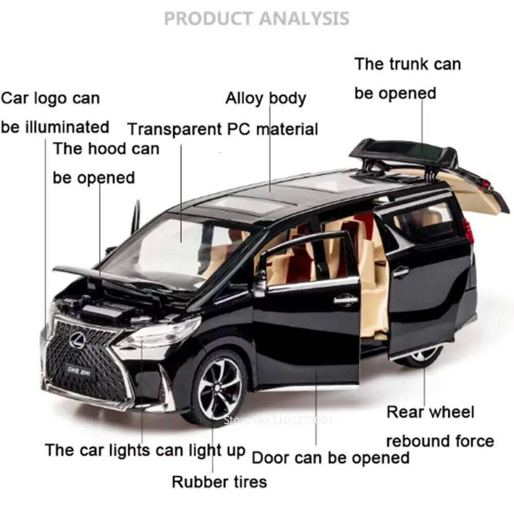 1:24 LM300H Alloy Diecast LX600 Miniature Model Toys Car Sound Light Pull Back 6 Doors Opened Toy for Boy Adult Birthday Present Z260306