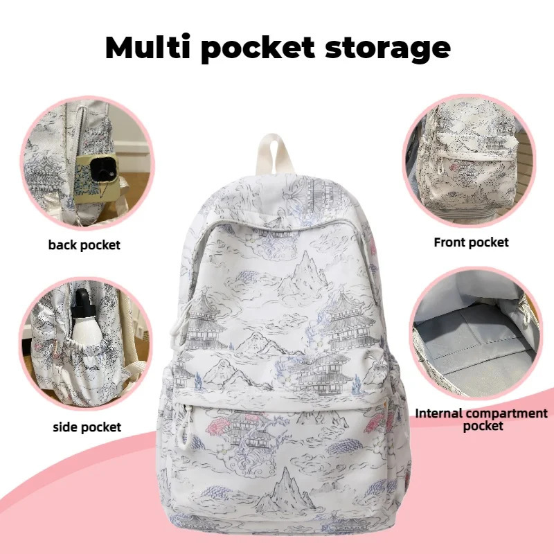 Chinese Style Backpack with Large Capacity and Multiple Pockets A Casual Suitable for Daily Student Use 260307