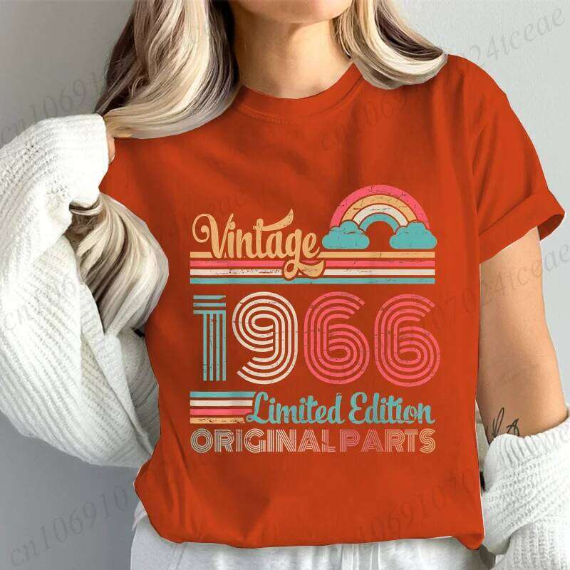 Stylish Women T-Shirts Casual Summer Fashion Top Vintage 1966 Ltd Edition Original Parts 60 Years My Birthday Print Women's Tees XJ260306 XJ26030