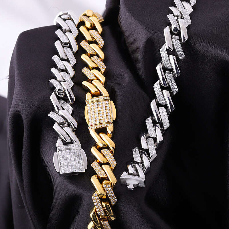 European and American alloy Cuban chain, full diamond, high-quality diamond-studded men's hip-hop style bracelet, cross-border bestseller launch