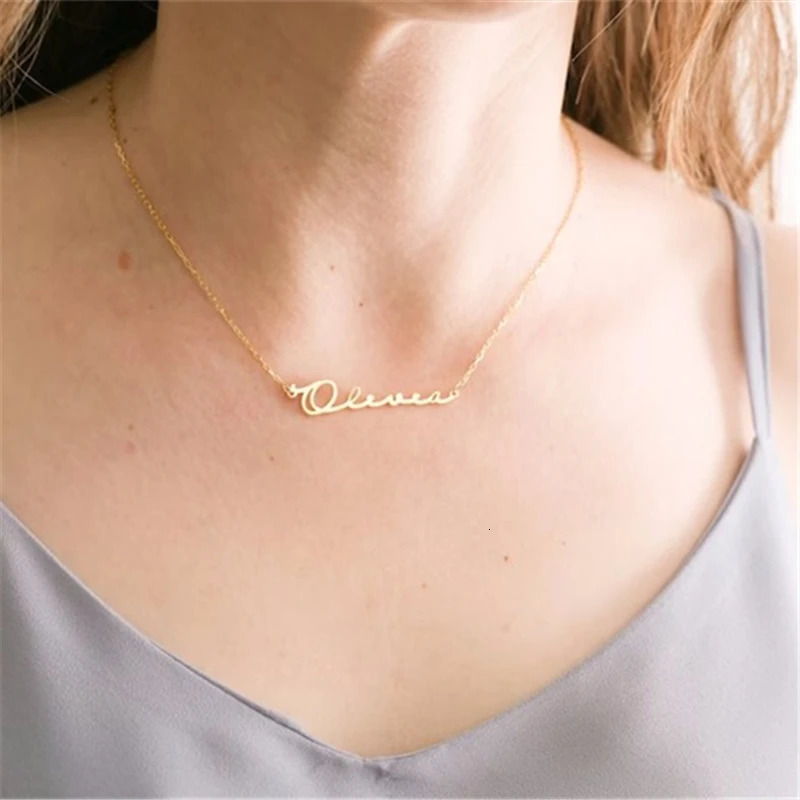 Custom Name Necklace Personalized Golden Choker Stainless Steel Necklaces For Women Man Customized Jewelry Couple Gift 260302
