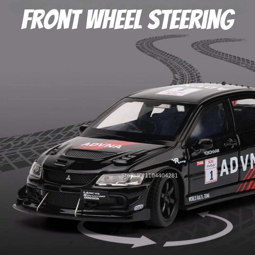 1:32 Mitsubishi EVO Evolution Toys Diecast Alloy Model Miniature Car 6 Doors Opened Sound Light Pull Back Vehices Friend's Gifts Z260306