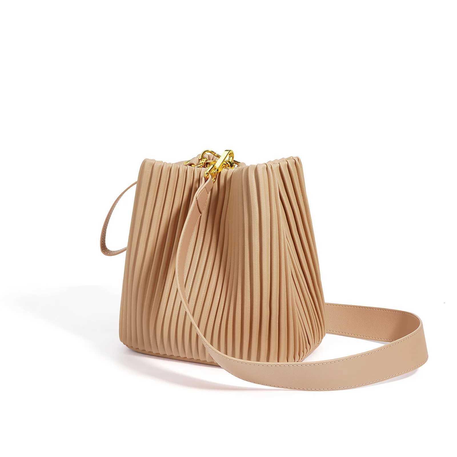 Ladies Designer Bucket Bag Solid Color Genuine Leather Handbag and Purse for Women Fashion Womens Shoulder Crossbody Bag H260306