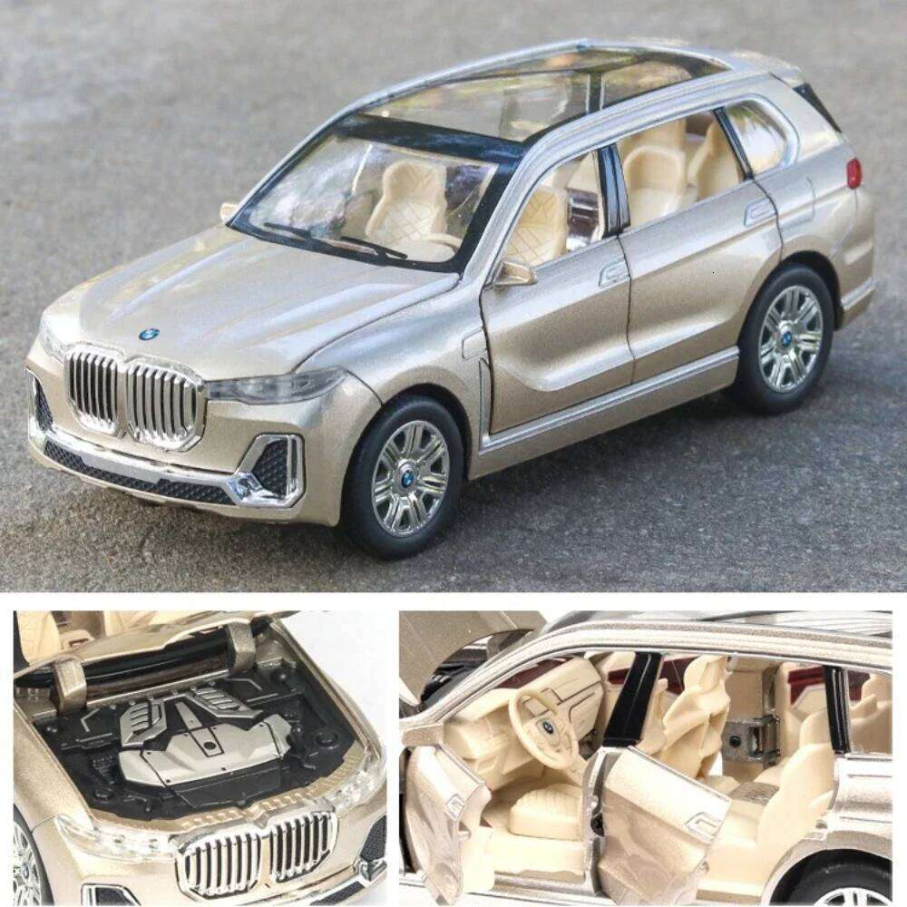 1:24 X7 X5 SUV Alloy Miniature Model Diecast Toys Car 6 Doors Opened Sound Light Pull Back Vehices for Boys Children's Day Gifts Z260307