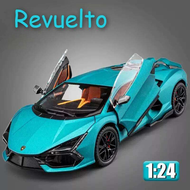 1:24 Lambo Revuelto Countach Toy Model Diecast Car Doors Opened Sound Light Pull Back Miniature Cars Fashion Ornament Collection Z260307