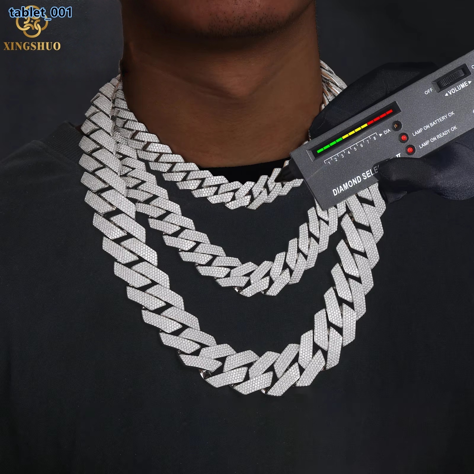 Xs High Quality Cubana Hop Jewelry 6-20mm 925 Sterling Silver Vvs Moissanite Iced Out Cuban Link Chain Necklace for Men