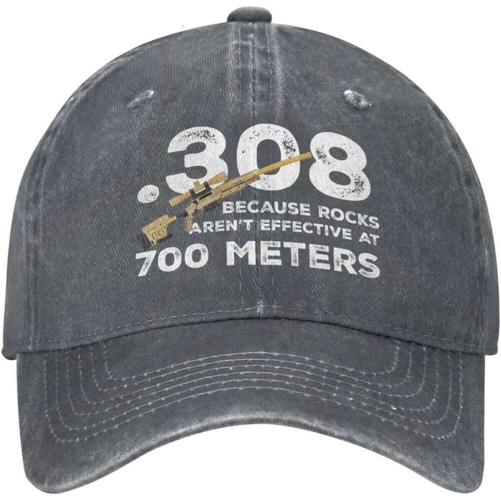 Funny 308 Because Rocks aren't Effective at 700 Meters Hat Women Dad Fashionable Hats Y260304