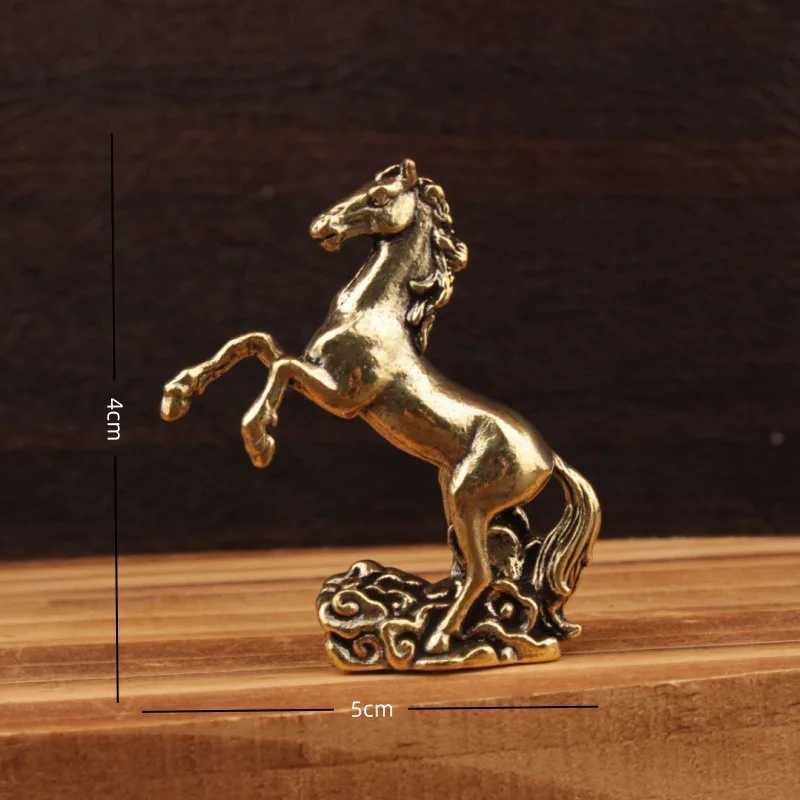Chinese Bronze Zodiac Horse Statue Desktop Decor for Living Room Tea TableT260307