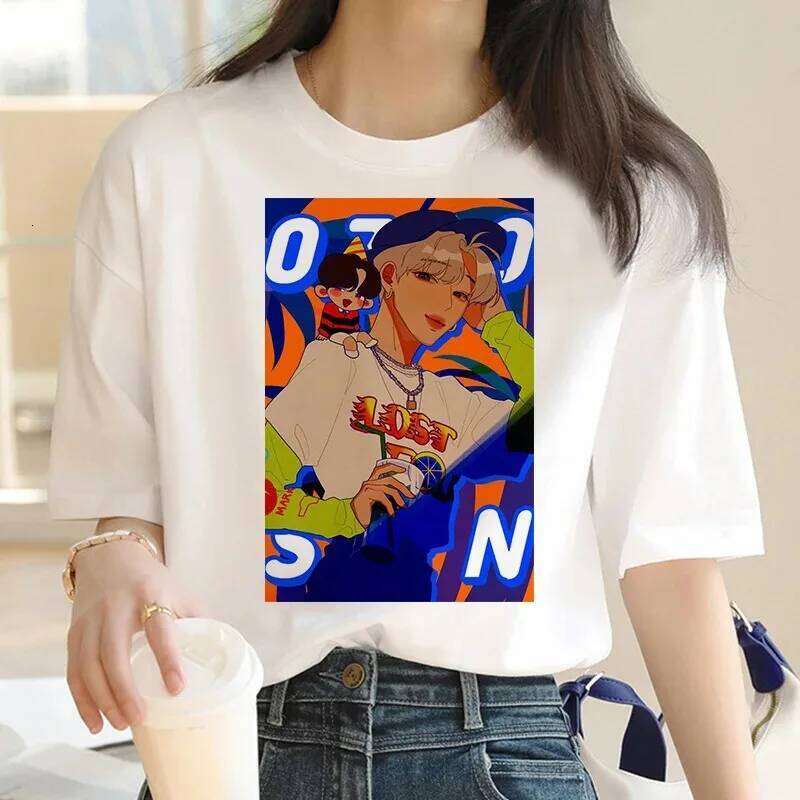 K-pop Printing T-Shirts Fashion Women Harajuku Aesthetic Clothes Short Sleeve Summer Tees Casual Korean Female Tops O-Neck Shirt XJ260306 XJ260306