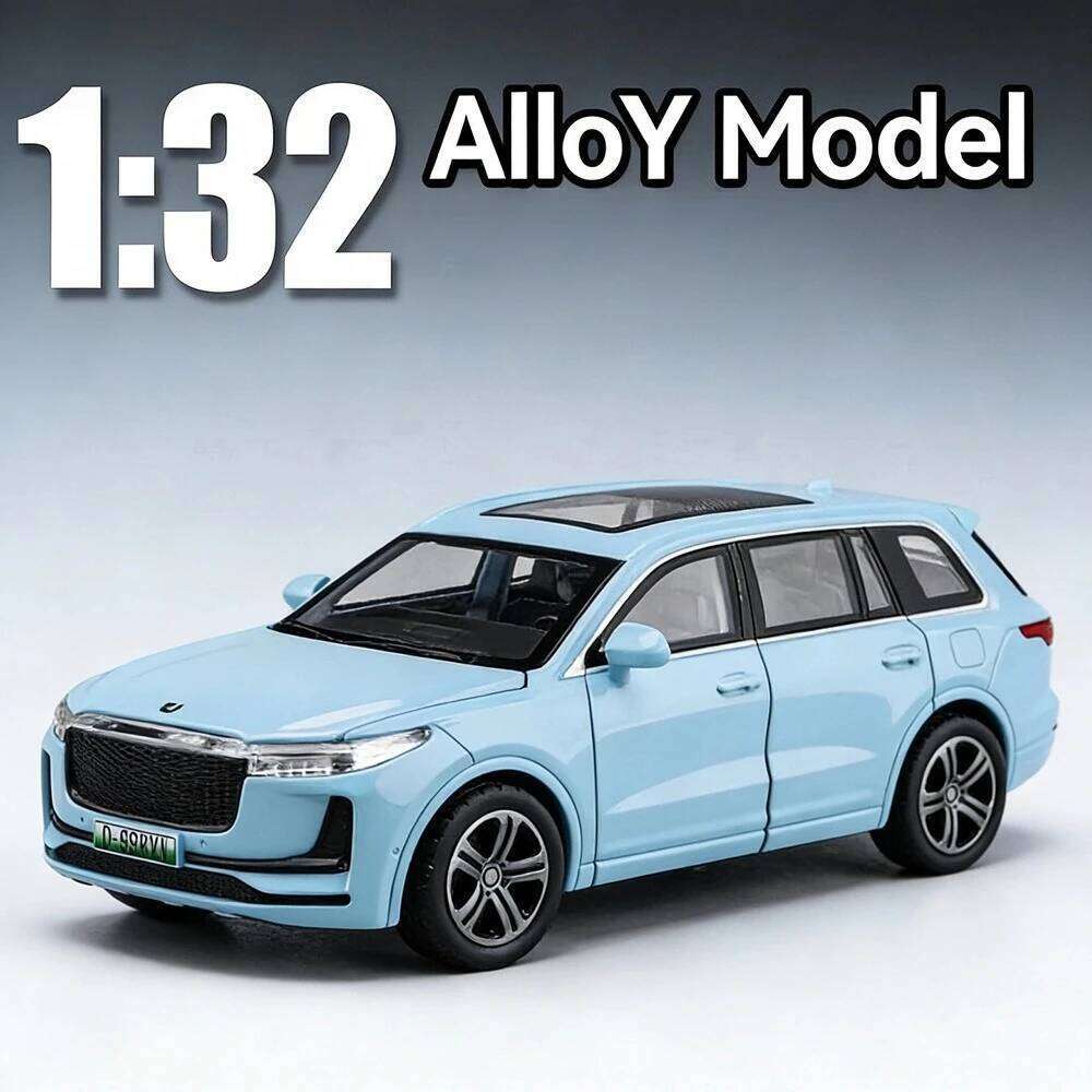 1:32 LEADINGIDEAL ONE NIO ES8 Cars Toys Alloy Diecast Models Doors Opened Sound Light Pull Back New Energy Vehicles Kids Present Z260306