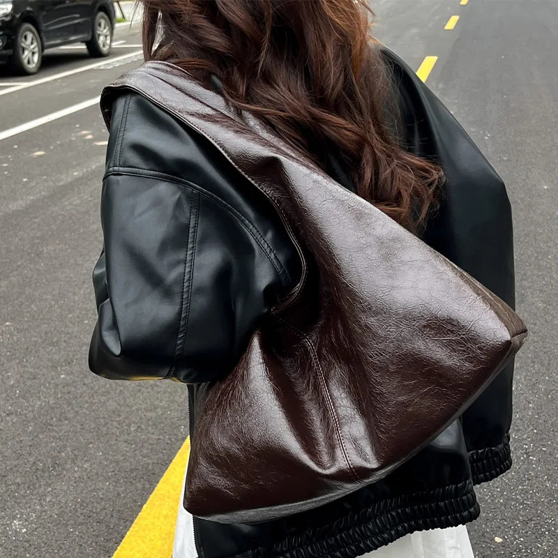PU Leather Hobo Large Capacity Underarm Bags Autumn Winter Shoulder Bag for Women Trend Y2K Handbags and Purses Tote 260228