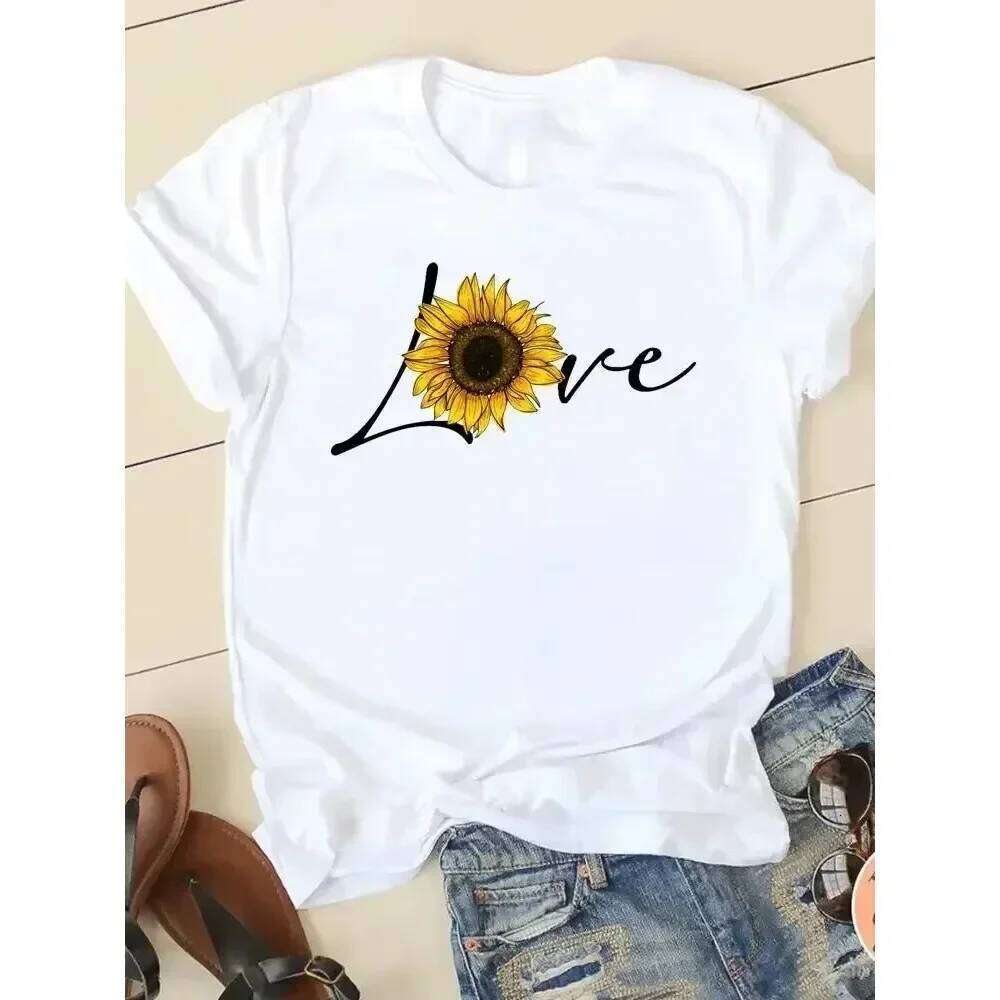 Short Sleeve T-shirtSummer Casual Women's Fashion Love Trend Women Pattern T-shirt Clothing XJ260306