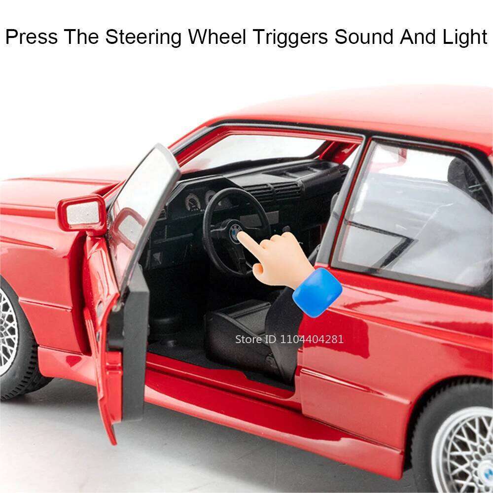 1:24 M3 THE7 Alloy Car Toys Model Diecast Metal Vehicle Doors Opened with Sound Light Pull Back Models Toy Boy's Christmas Gifts Z260306