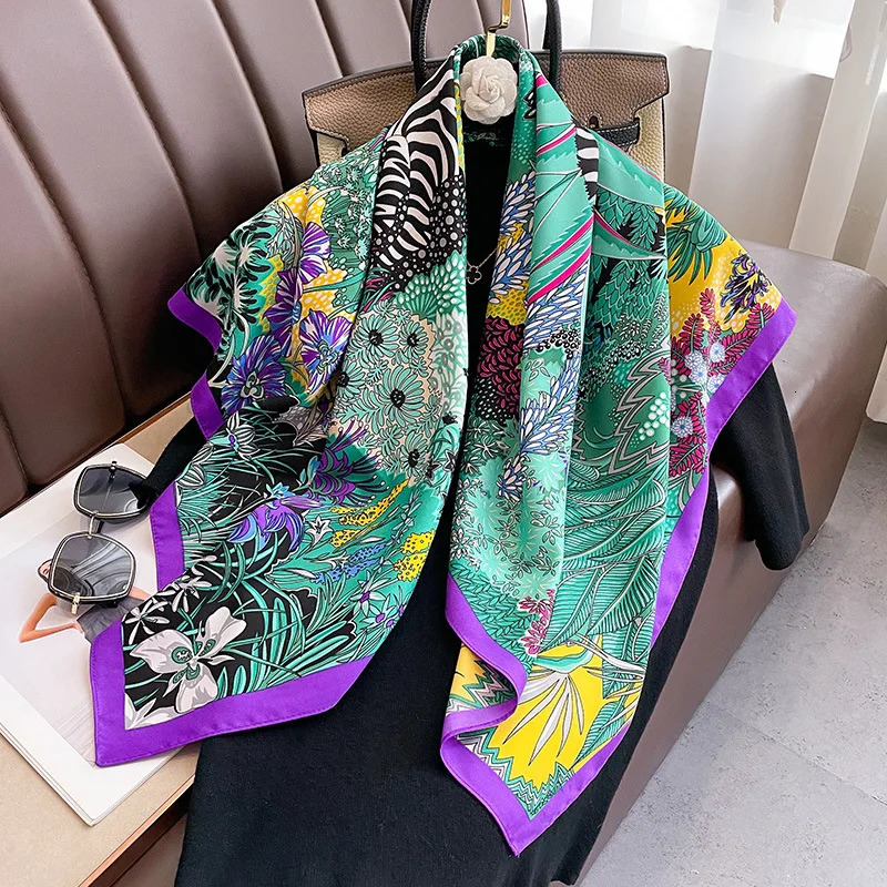 2024 Women Printed Horsehead Silk Scarf Fashion and Versatile Sunscreen Outer Shawl and Head scarf Wholesale 260302