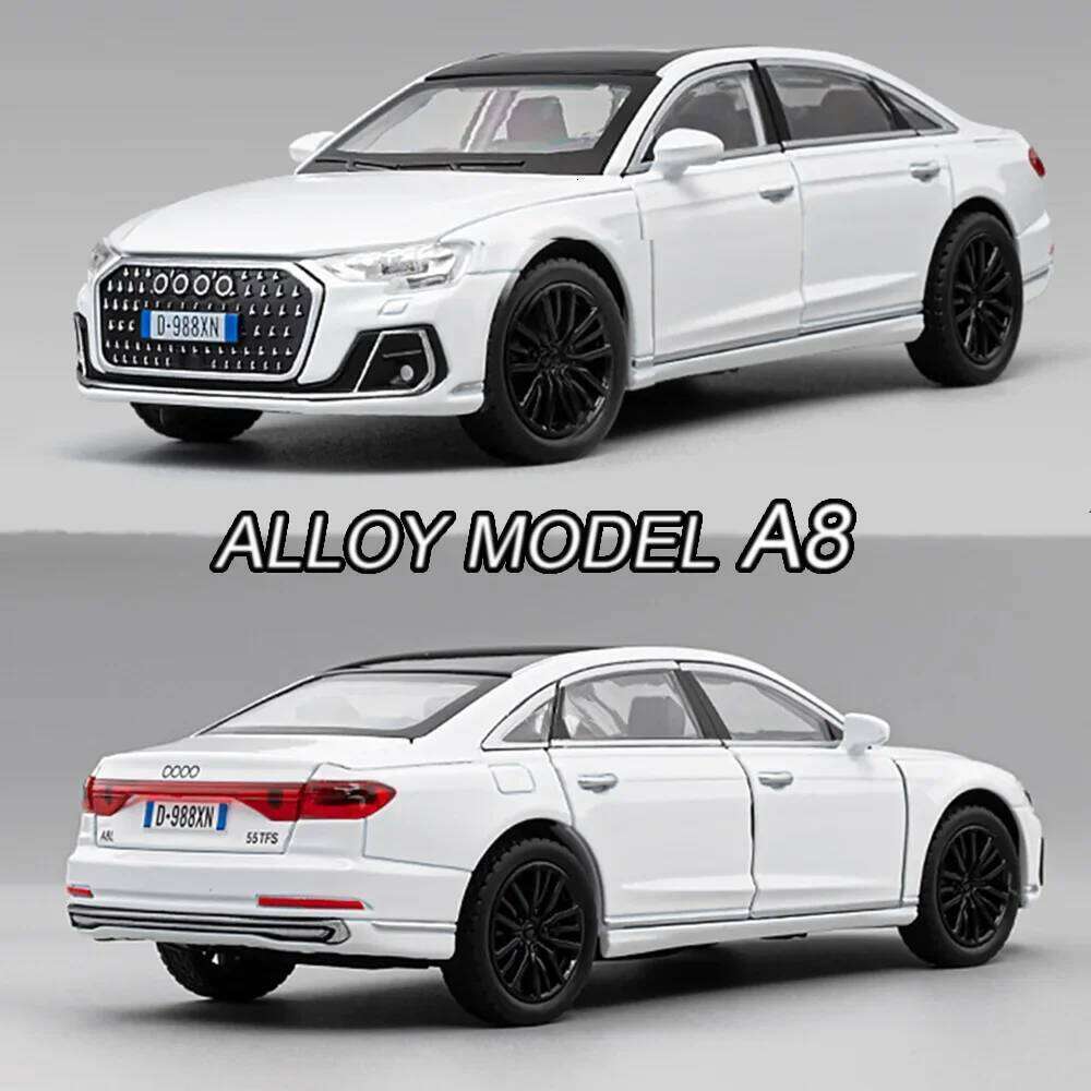 1:32 A8 RS7 Toy Alloy Diecast Car Doors Opened with Sound Light Front Wheel Steering Miniature Model Perfect Birthday Gift Z260306