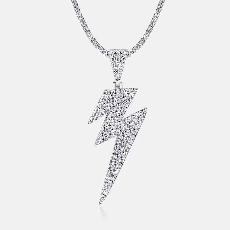 Wholesale Moissanite Jewelry lightning Hip Hop Hipster Punk Trendy Cool VVS1 Custom Pendant Moissanite Jewelry Necklace Pendants