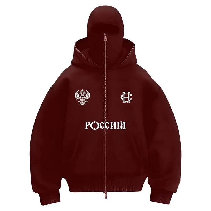 Mens Winter Letter Zipper Hoodies Chic Face Mask Warm Hooded Sweatshirts Casual Vintage Sports Jacket Outdoor Activities 260304