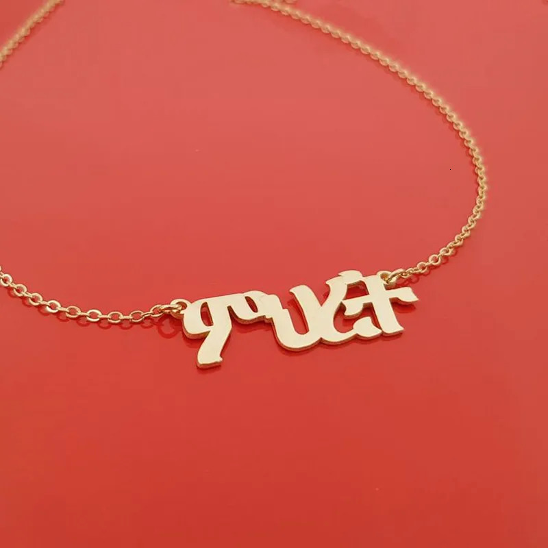 Customize Amharic Name Necklaces Ethnic Jewelry Personalized Custom Any Language Nameplate Necklaces For Women Friend Gifts 260302