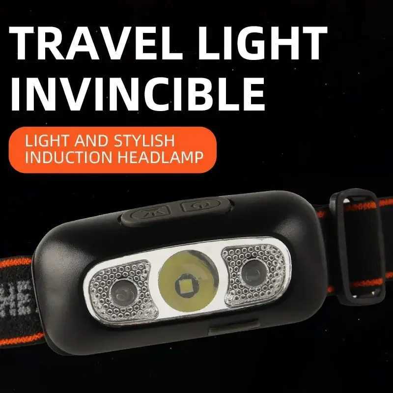 Mini Strong Light Headlamp Portable LED Sensor Industrial Headlamp USB-C Rechargeable Headlight Outdoor Camping Fishing H260307