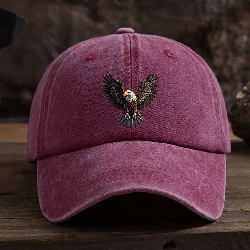 A winged eagle print baseball for men's outdoor hat, fashionable and versatile, hip-hop adjustable duckbill cap Y260304