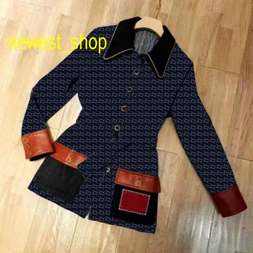 womens denim jackets coats designer luxury Double letter print jacket Female Patchwork montage long sleeve coat blue outwear clothing