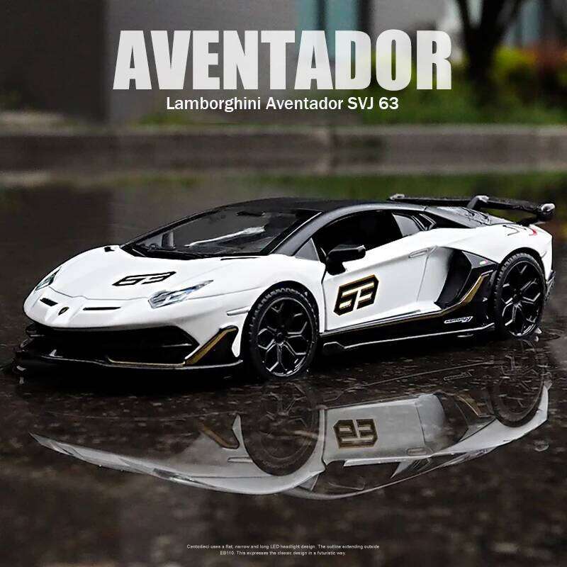 CCA 1:32 Lamborghini Aventado SVJ63 simulation alloy die-casting display bottom car model seat set collection gift Z260307
