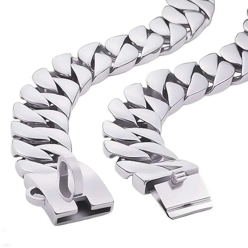 Gold Large Collar 32Mm Stainless Steel Metal Pet Choker For Labrador Rottweiler Cane Corso American Bully Dog Accessories Bamubi