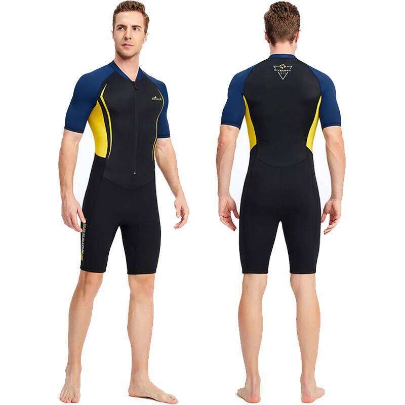1.5Mm Neoprene Diving Couple Short Sleeve Shorts One Piece Sunscreen Swimsuits Snorkeling Suit Surfing Jellyfish Wetsuit Outdoor Equipment