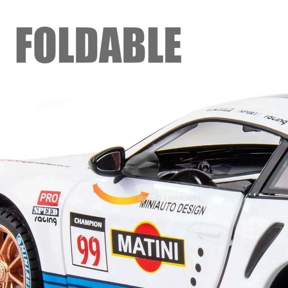 1:24 911 GT3 RSR Cayenne Car Toys Diecast Alloy Model Doors Opened with Sound Light Pull Back Vehices Children's Gift Collection Z260306