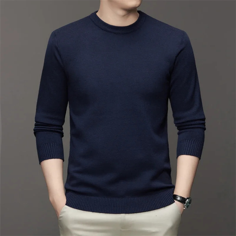 7 Colour Mens Round Neck Long Sleeved Solid Color Sweater Soft Warm and Comfortable Top with a Base 260305
