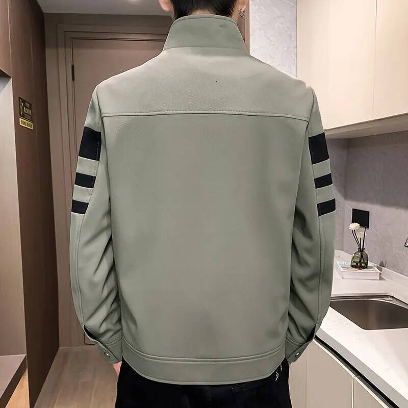 Brand 2025 Spring/Summer Men's Stand Up Collar Zipper Fashion Versatile Casual Jacket Handsome Business Social Coat