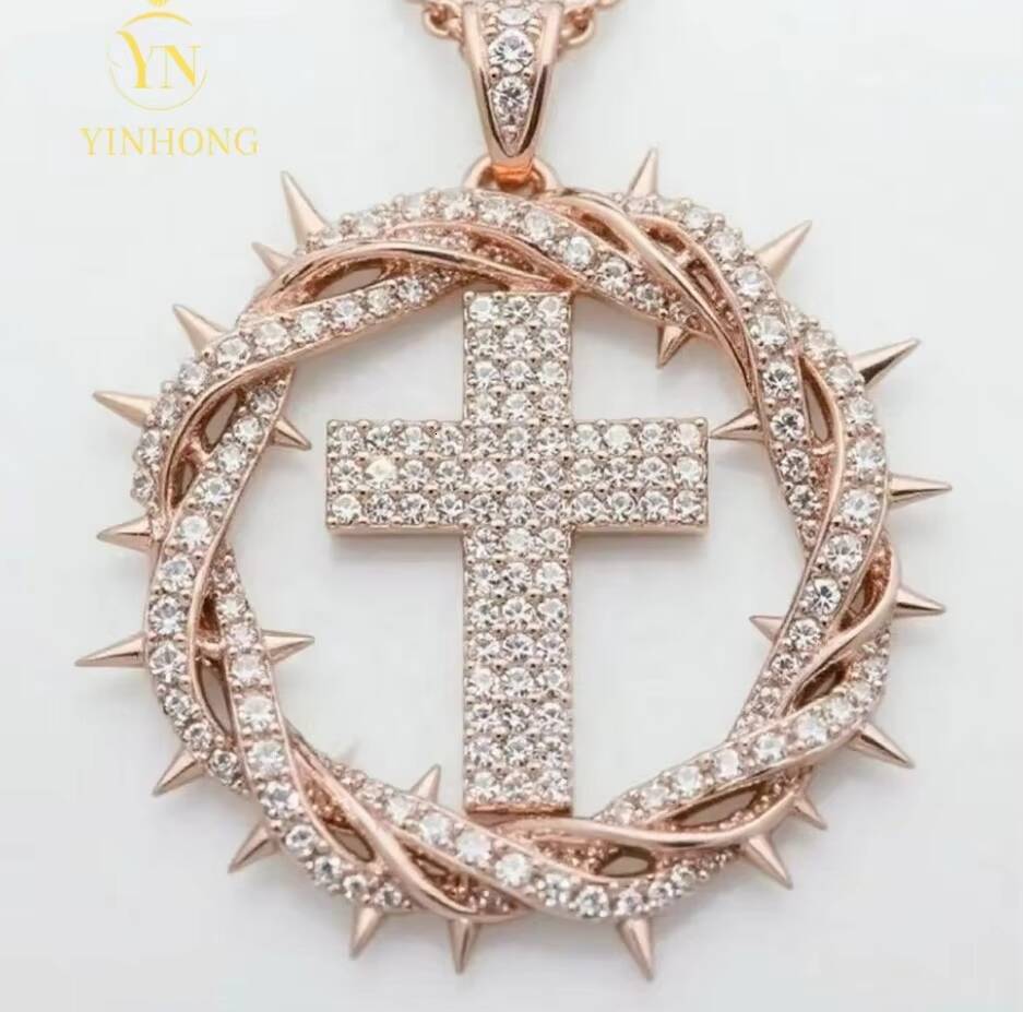 Pass Diamond Tester Baguette 925 Sterling Silver Hip Hop Pendant Lab Diamond Vvs Moissanite Cross Pendant