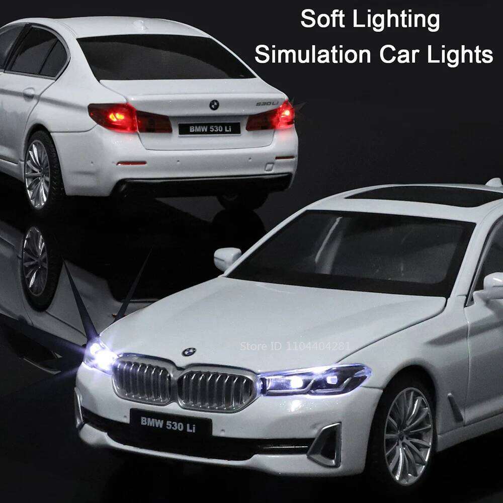 1:24 530Li M4 Miniature Model Toys Diecast Alloy Car Front Wheel Steering Sound Light Pull Back Vehices Kids Christmas Surprise Z260306