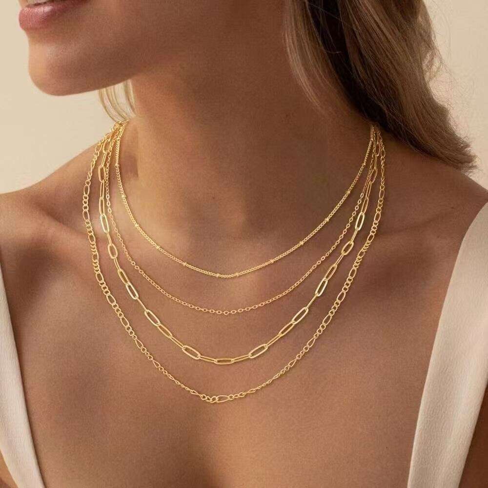 Stainless steel minimalist necklace, PVD vacuum electroplated 18K gold, DIY chain, high-end, non-fading, cross-border foreign trade necklace