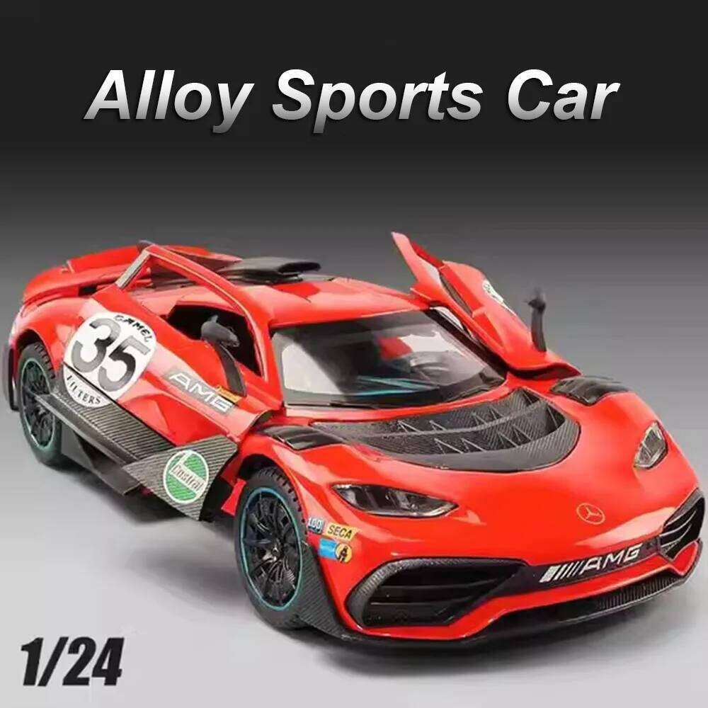 1:24 ONE VISION GT Cars Model Toy Diecast Alloy Sports Car Doors Opened with Sound Light Pull Back Vehices for Boy Holiday Gifts Z260307