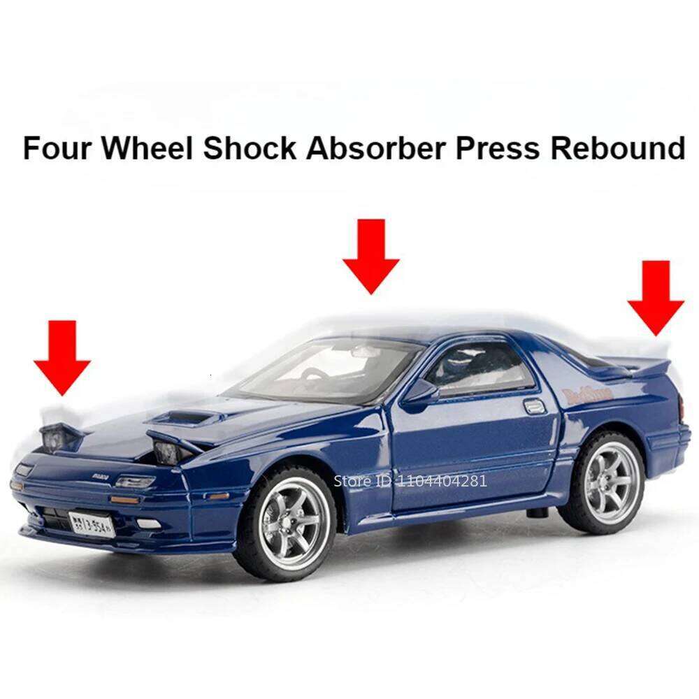 1:32 RX7 MX5 Models Alloy Diecast Car Toys with Sound Light Pull Back 4 Doors Opened Miniature Vehices for Children's Day Gifts Z260306