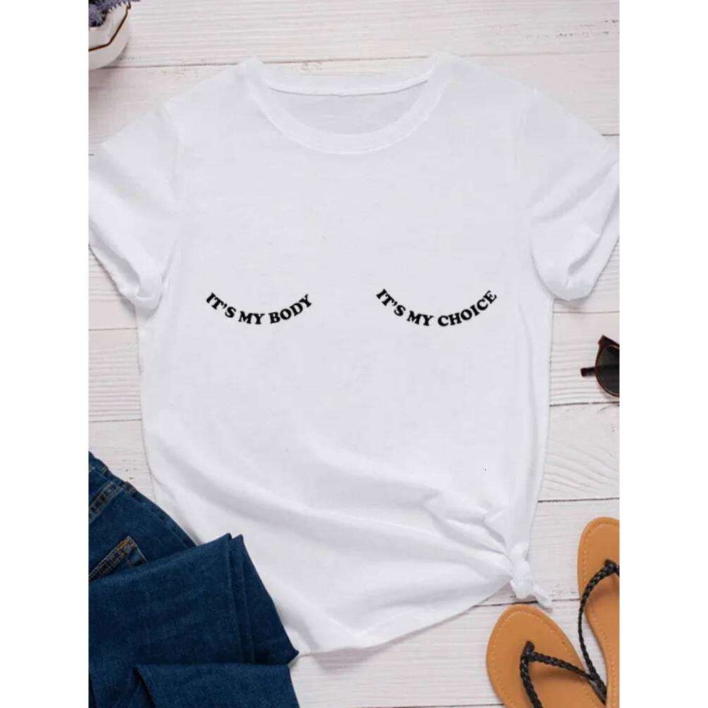 It's My Choice Letter Print T Crewneck Short Sleeve O Neck Tshirt Ladies Tee Shirt Tops Women Clothes XJ260306