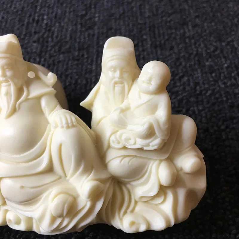 Chinese Resin Fu Lu Shou Sculpture Feng Shui Decor for Home Office CaT260307
