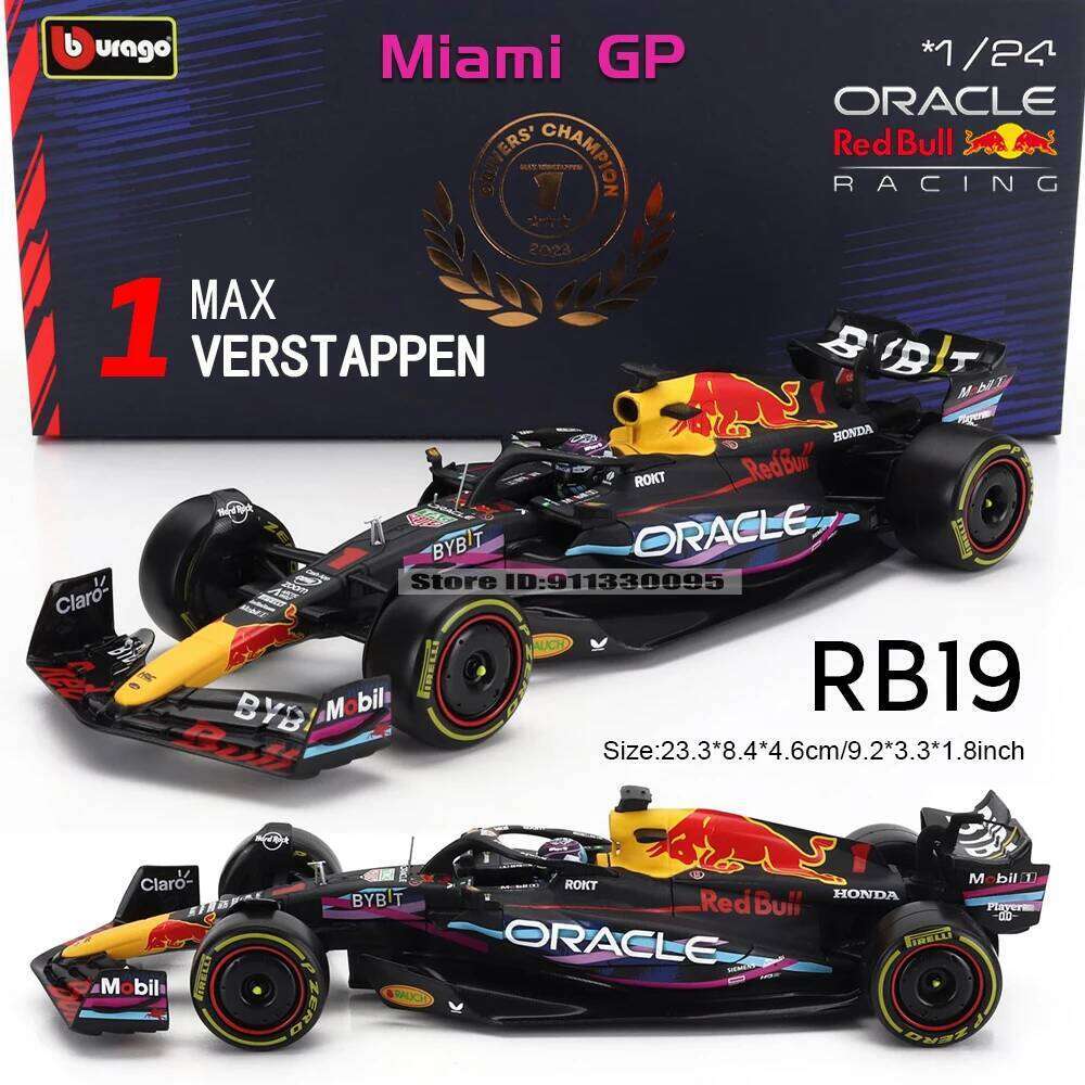Bburago 1:24 2023 F1 Red Bull RB19 Miami Station 1 Perez # 11 Alloy Car Formula One Die Casting Model Gift Toy Boy Z260306