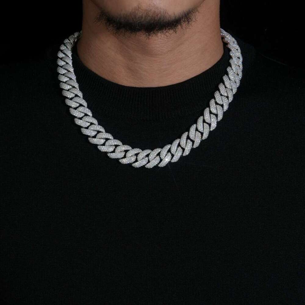 Cross-border 16mm Luxury Edition Miami Pure Silver S925 Moissanite Inlaid Cuban Necklace for Men, High-Quality Best-Selling Model