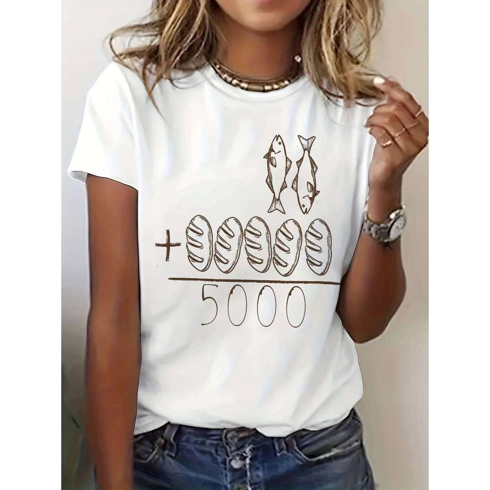 WomenS Faith-Inspired Graphic Print T-Shirt Sleeve Crew Neck Casual Summer Short Sleeved Harajuku Streetwear Tops Tees XJ260306 XJ260306