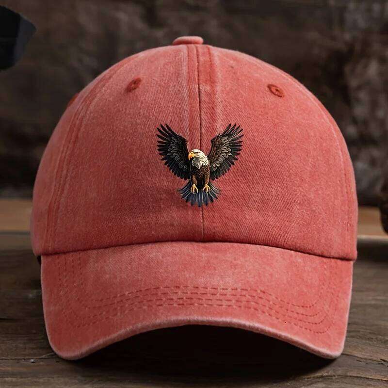 A winged eagle print baseball for men's outdoor hat, fashionable and versatile, hip-hop adjustable duckbill cap Y260304