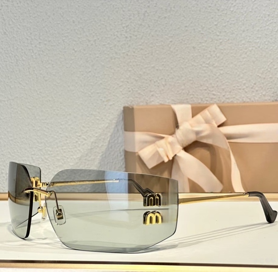 Designer Sunglasses Women Trend Frameless Curved Surface Lens Glasses Women's Luxury cat eye shades sun glasses for women Y2K spicy girl with box - view 5