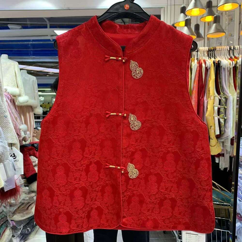 Mardi Hefxessdr Big Red Small Gourd Vest New Faion Slimming National Women's Topwear Chinese style